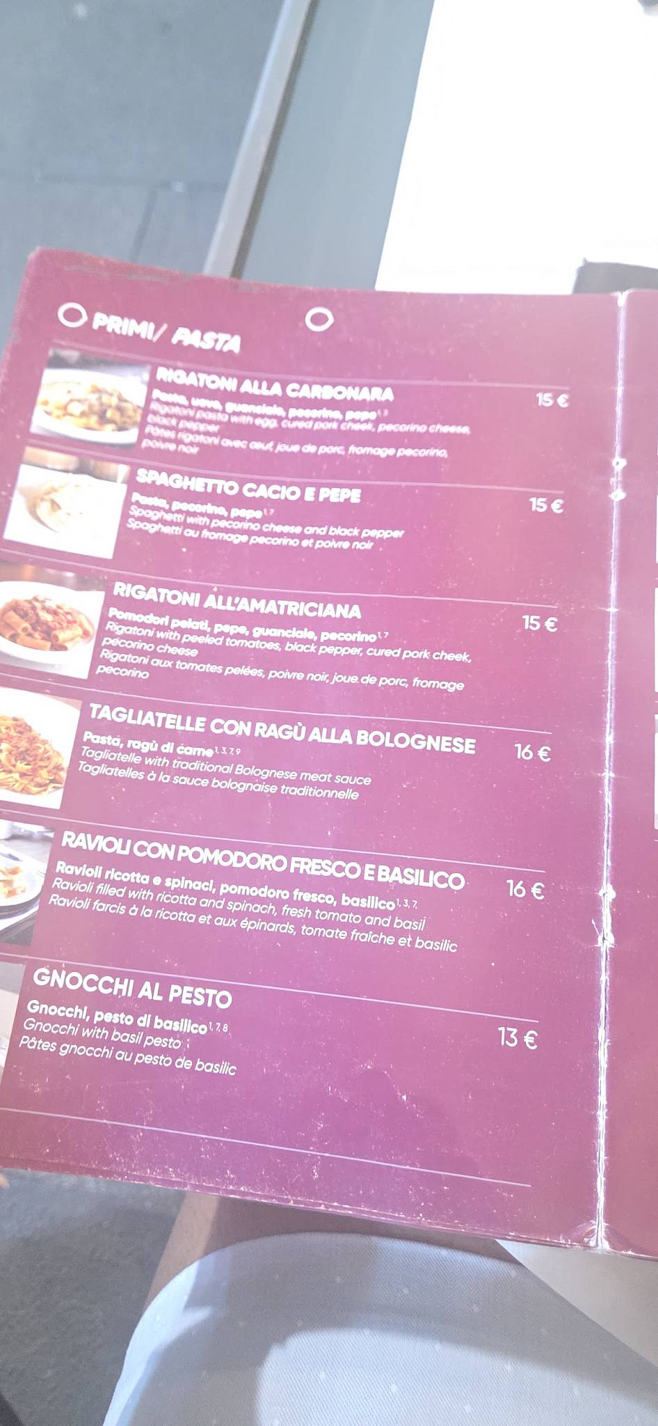 Cocciuto меню