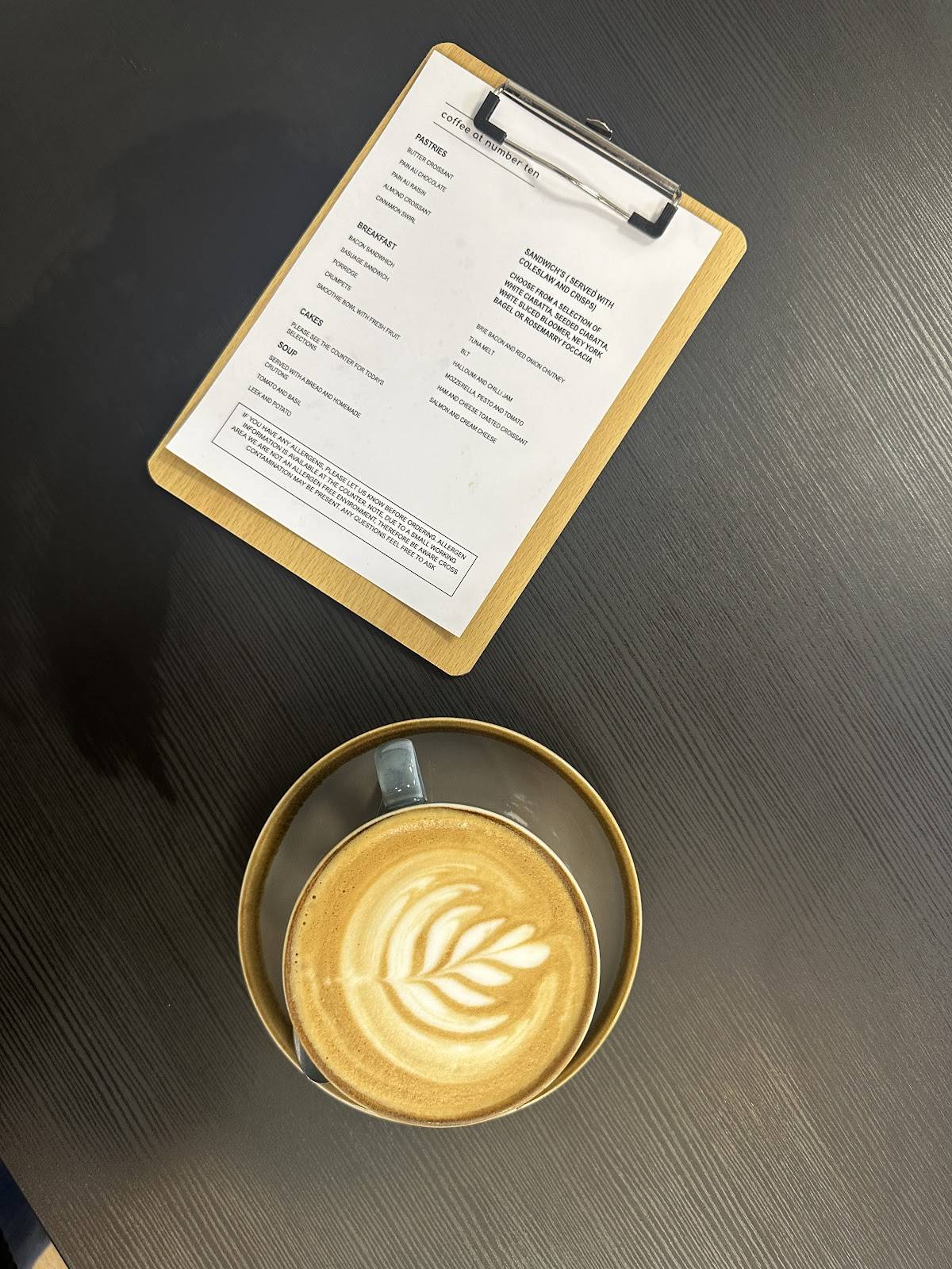 Coffee at Number 10 меню