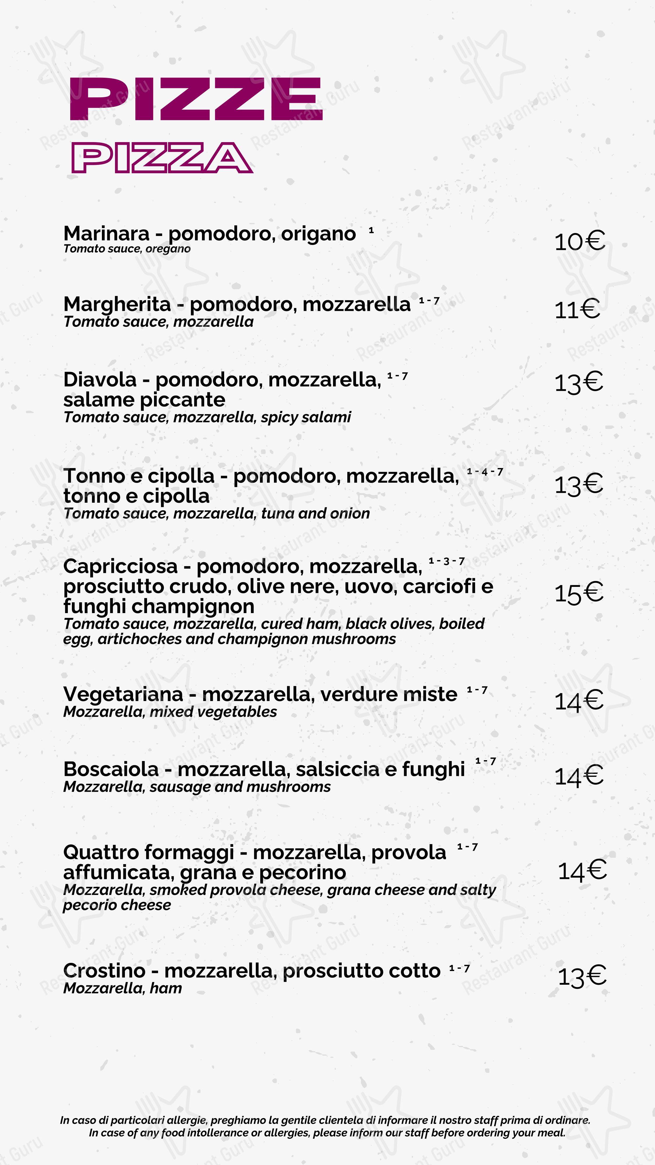 Coming Out в Риме - Lunch Menu