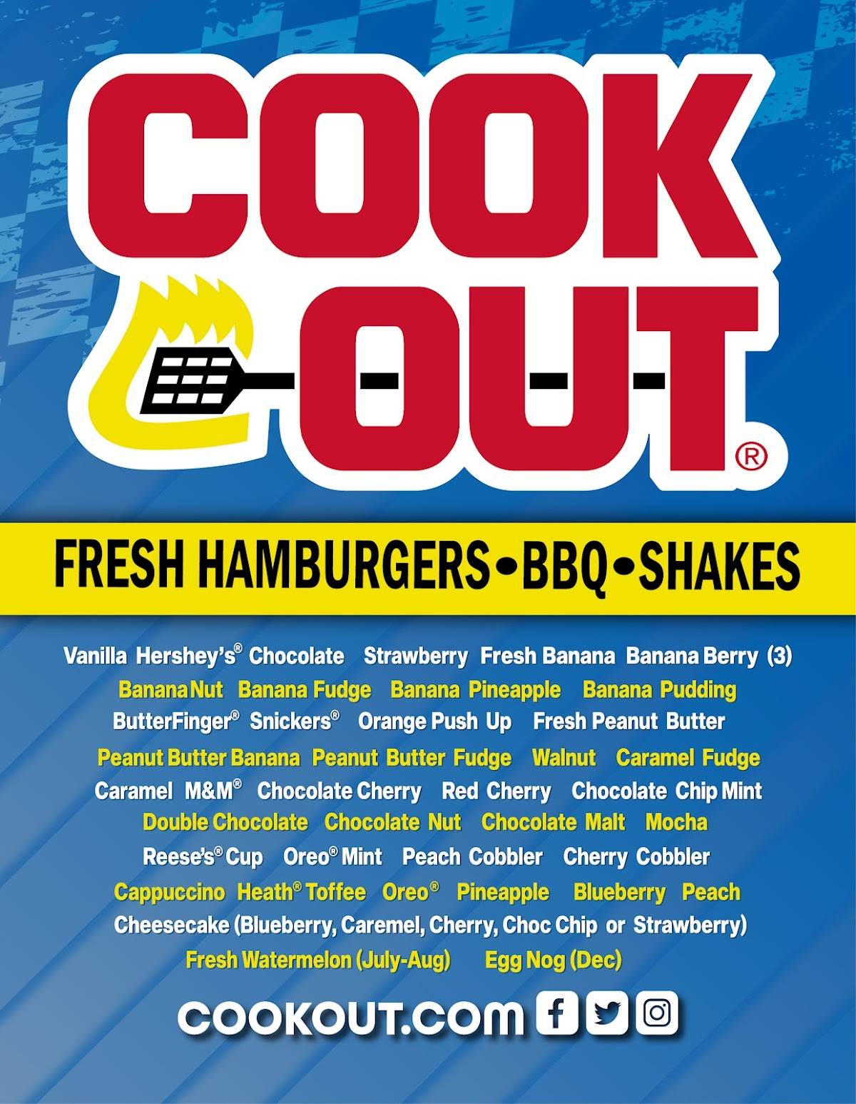 Cook Out меню
