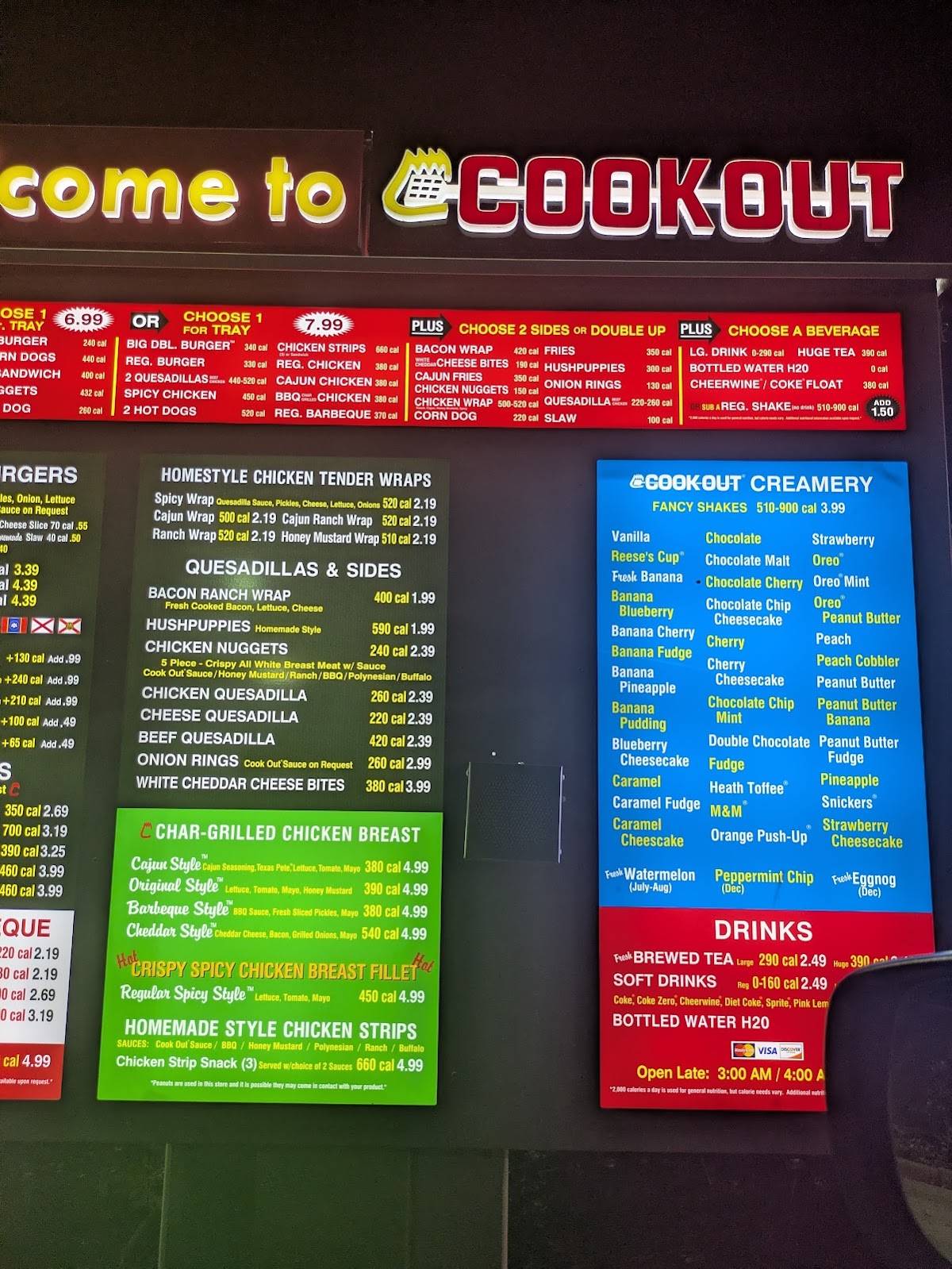 Cook Out меню