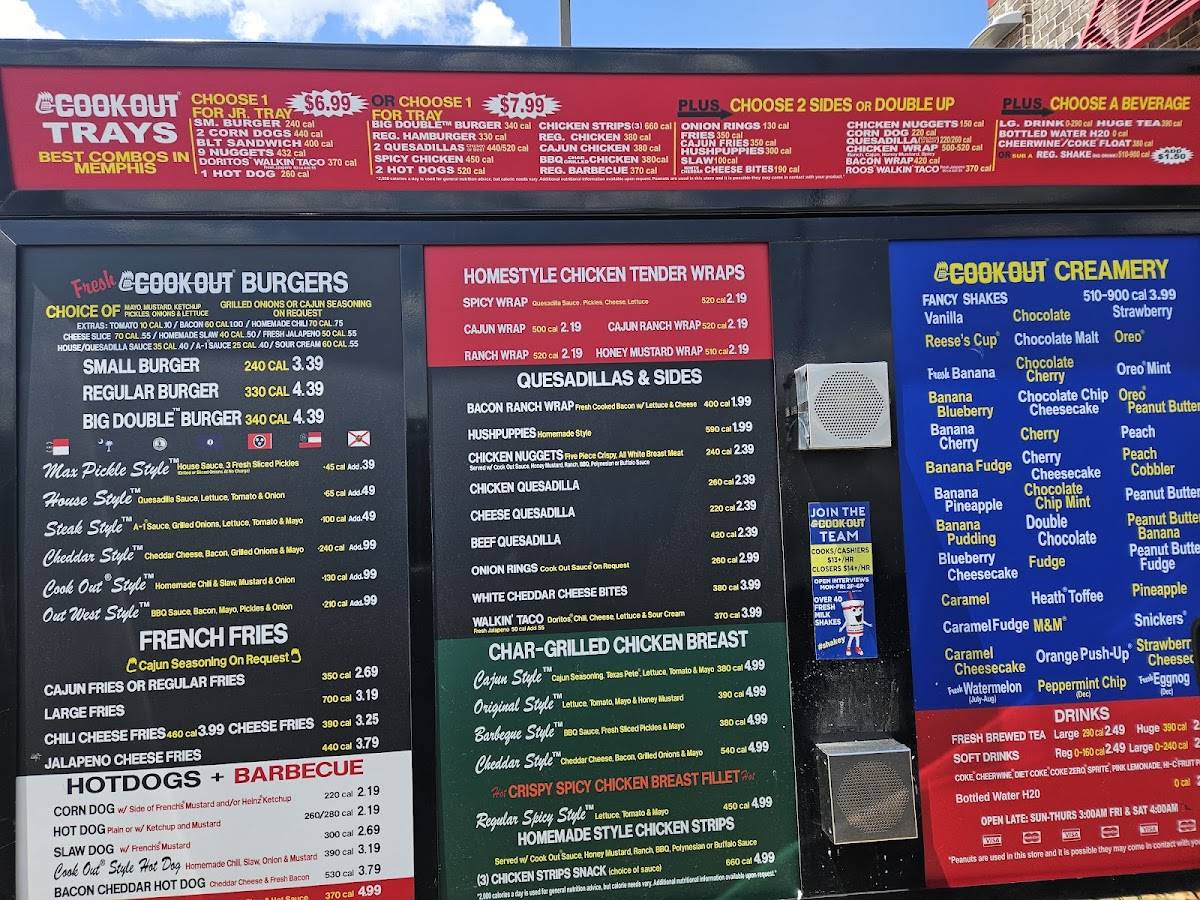 Cook Out меню
