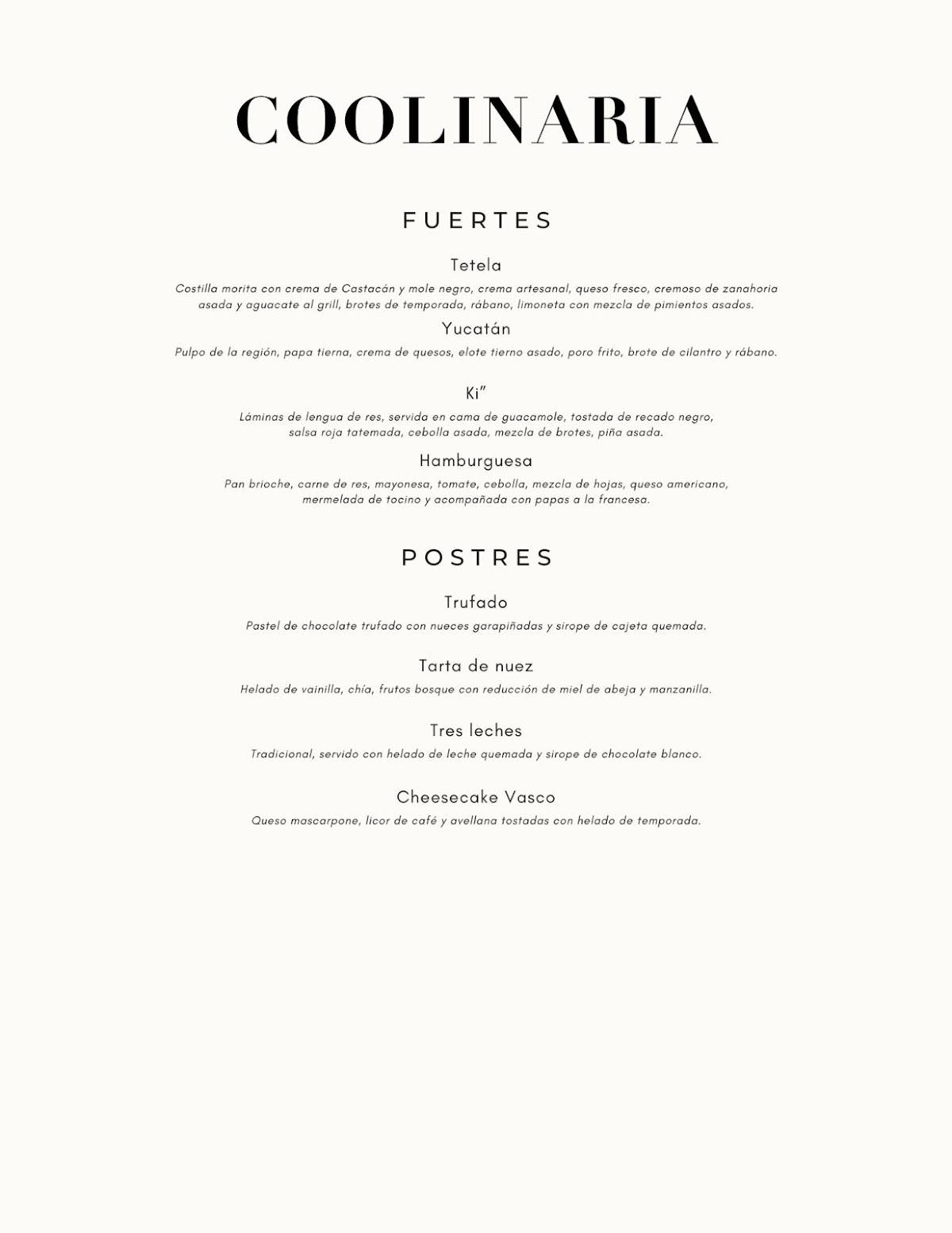 Coolinaria - Bistro con Alma меню