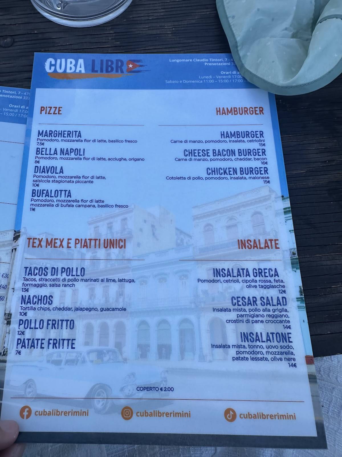 Cuba Libre - Rimini Porto меню