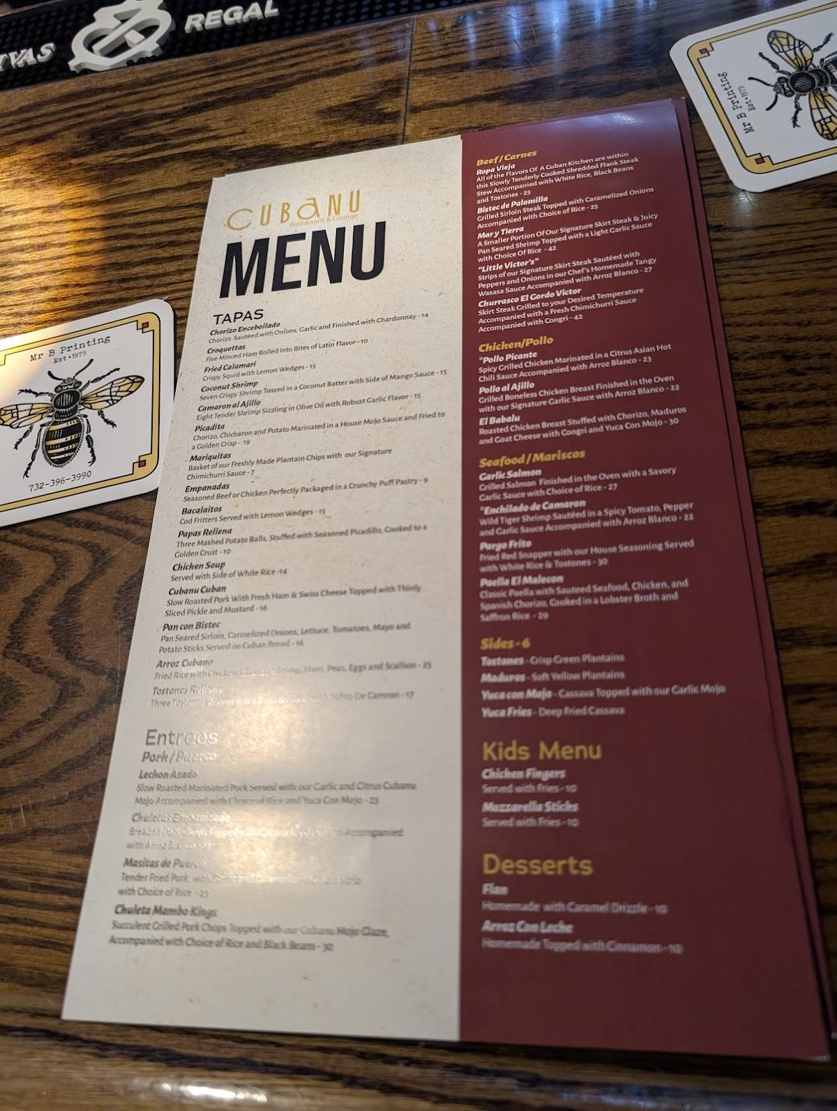 CubaNu Restaurant & Lounge меню