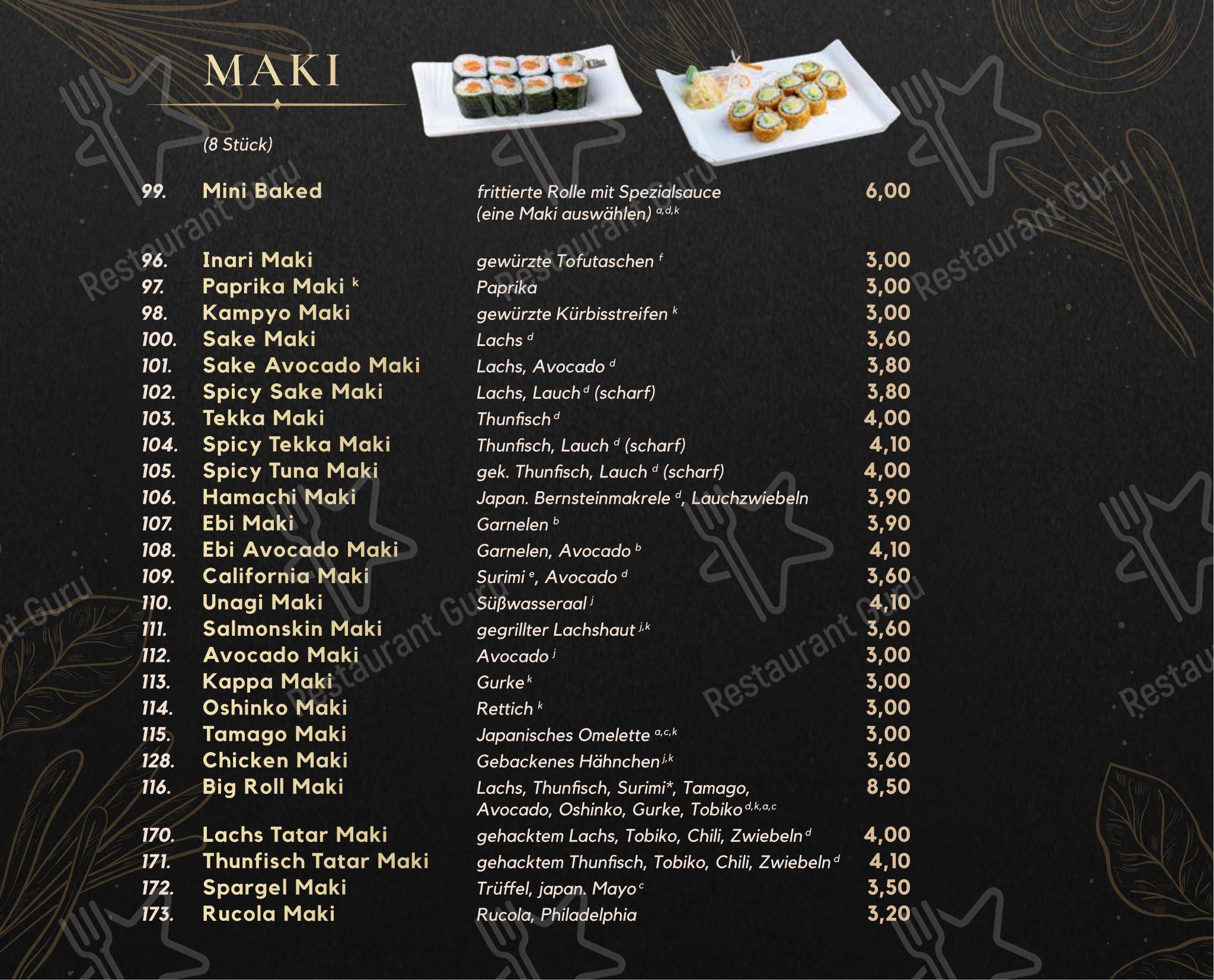 Меню ресторана Cubi Restaurant - Меню