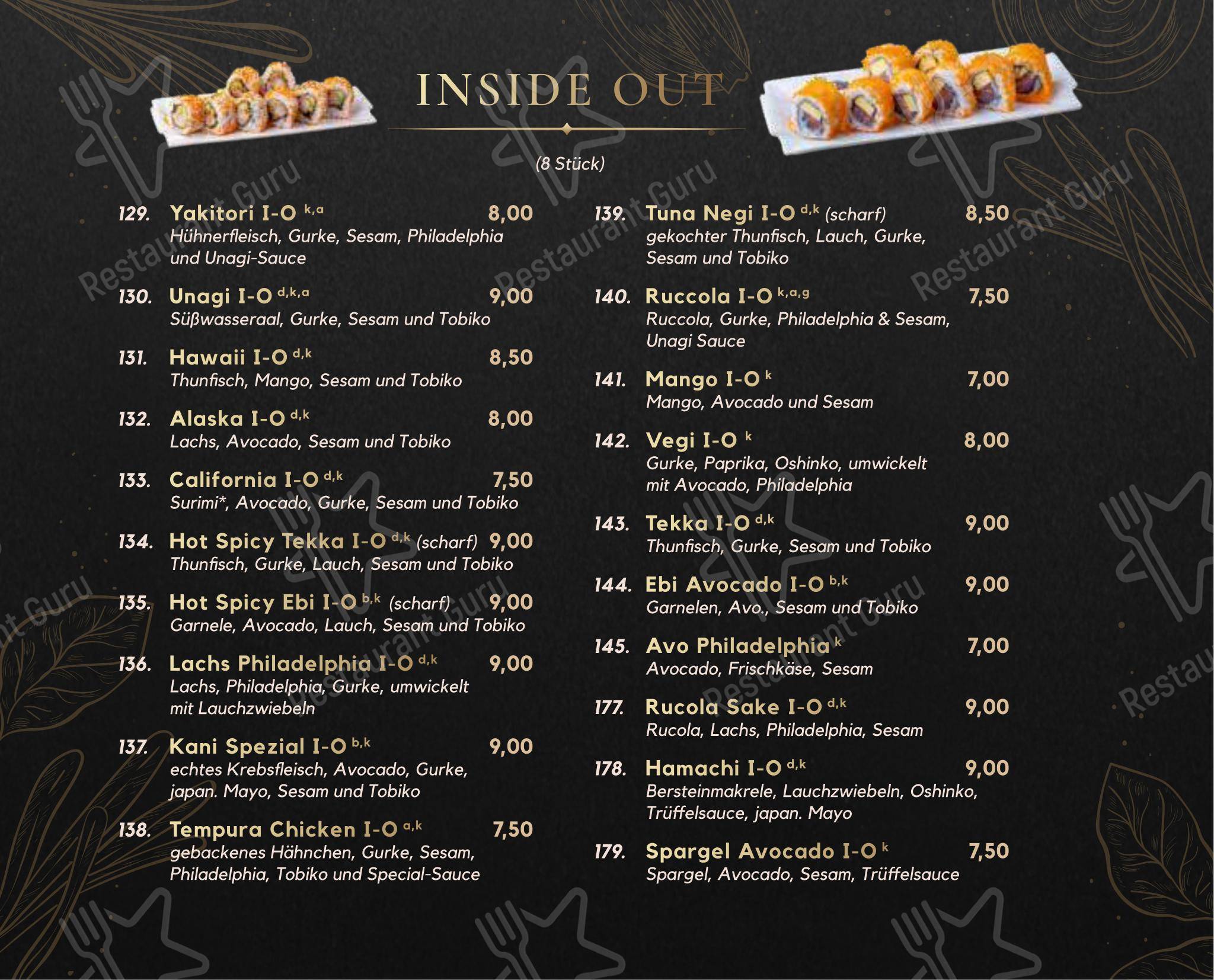 Меню напитков ресторана Cubi Restaurant