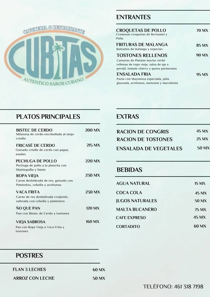 Cubitas Restaurant меню