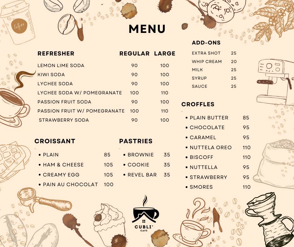 Cubli' Cafe меню