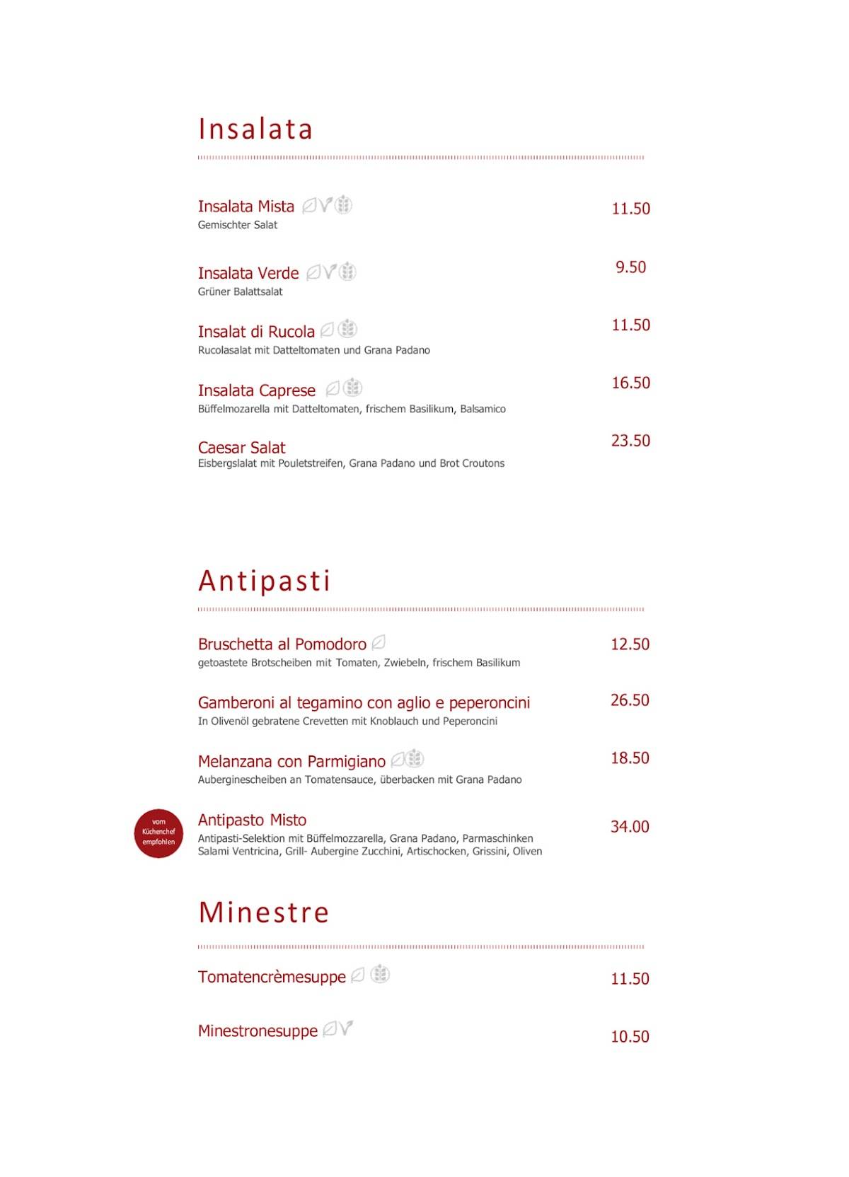 Cucina Niederdorf меню