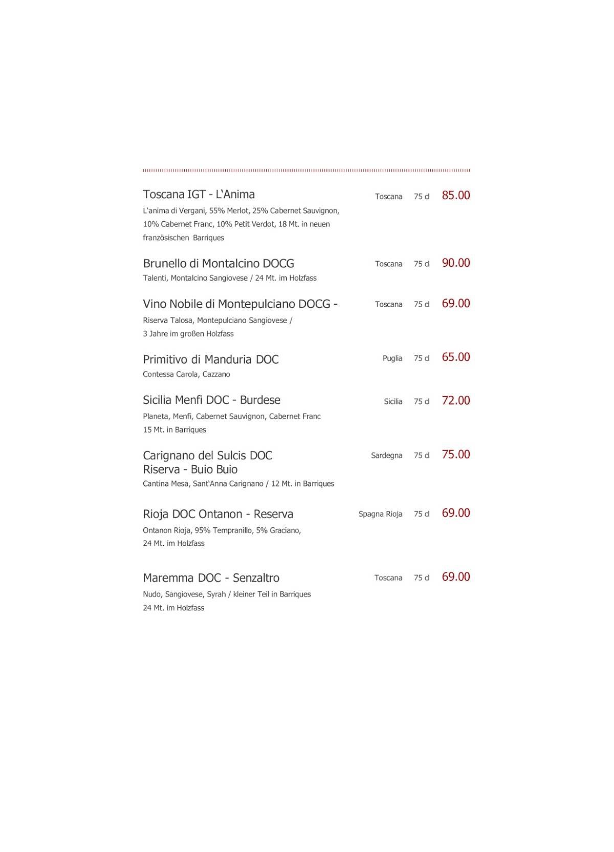 Cucina Niederdorf меню