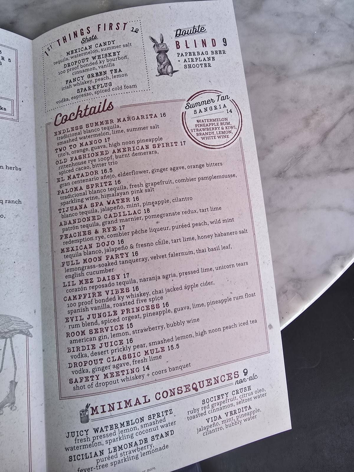 Culinary Dropout меню