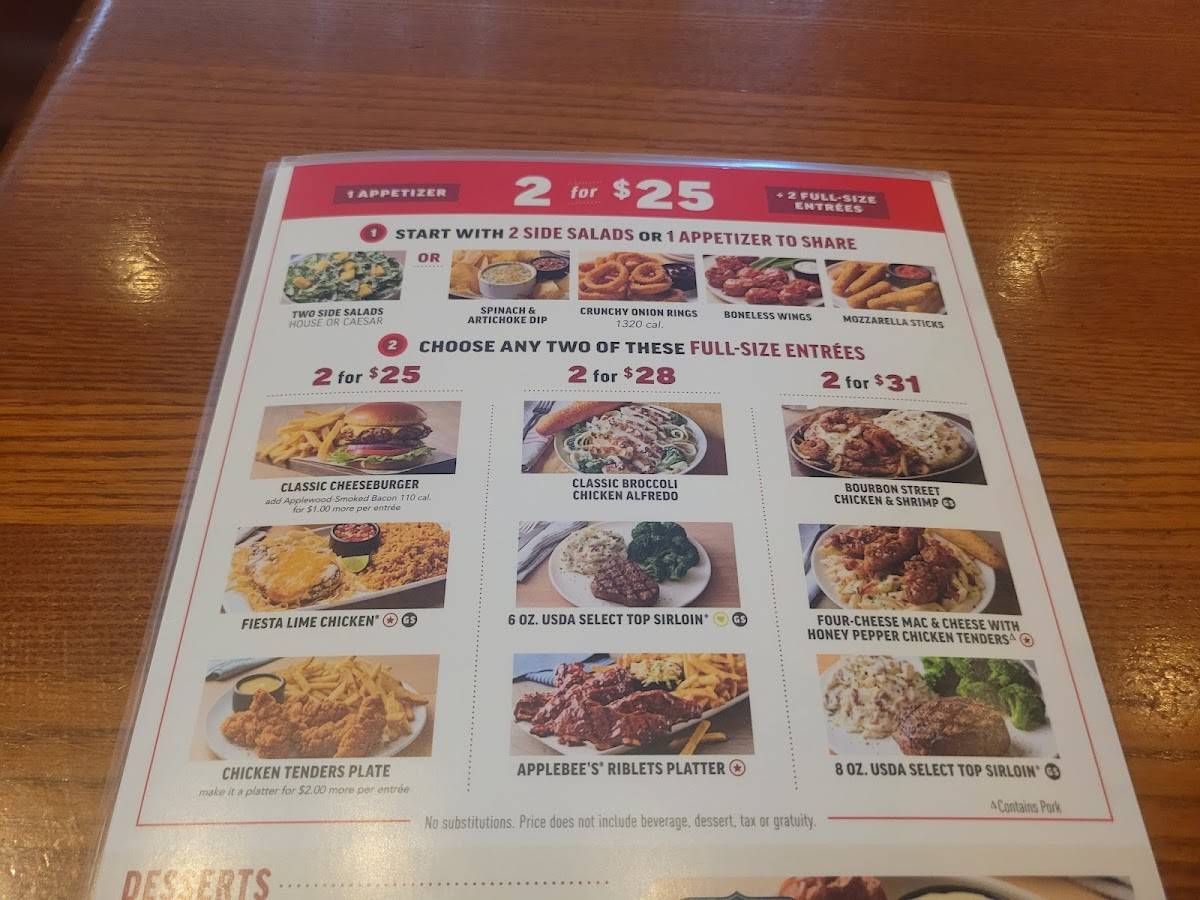 Applebee's Grill + Bar меню