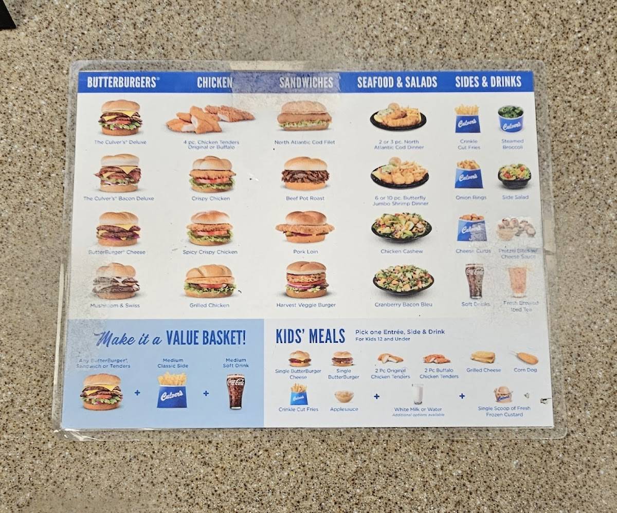 Culver’s меню