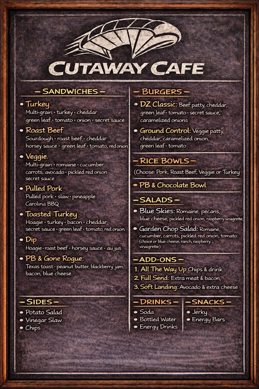 Cutaway Cafe меню