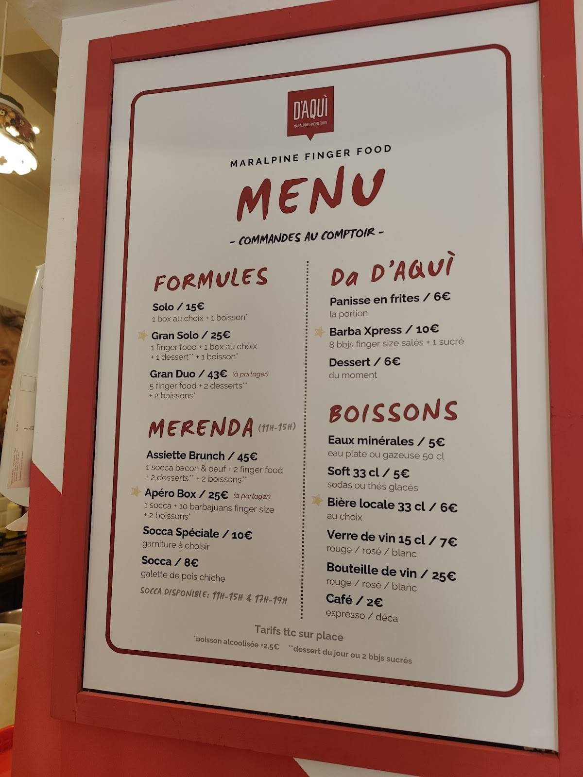 D'AQUÌ меню