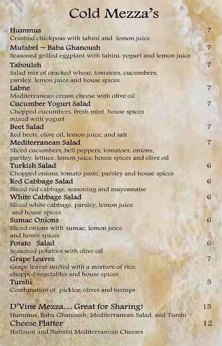 Fresh, made to order Mediterranean Cuisine меню
