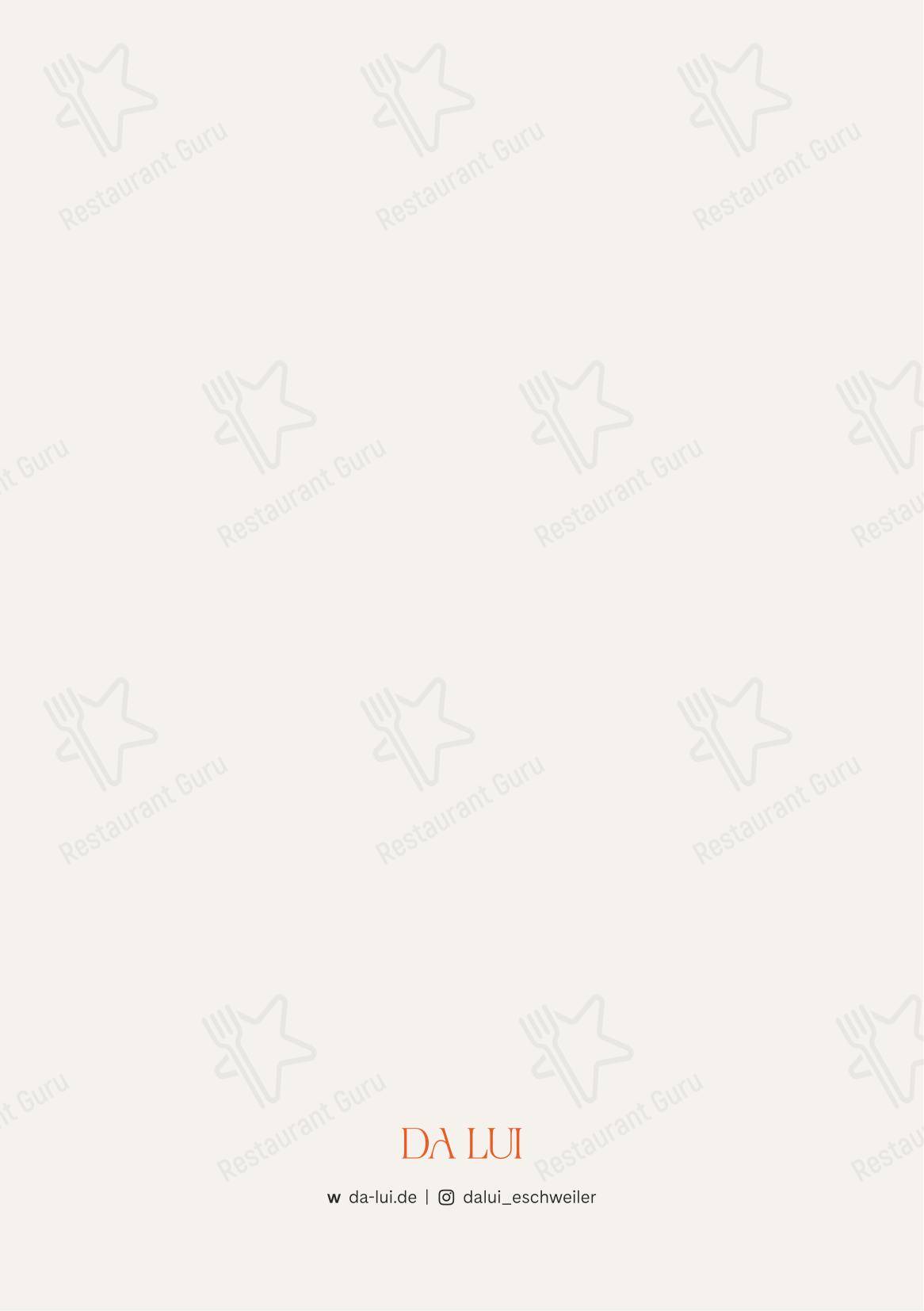 Меню напитков ресторана Da Lui