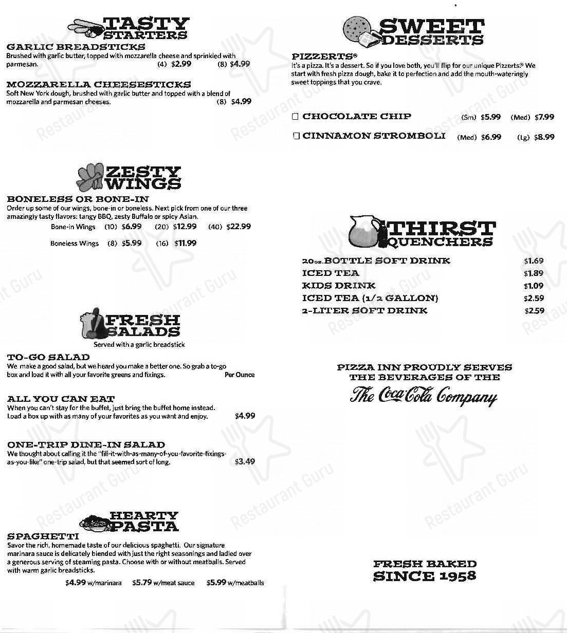 Pizza Inn меню