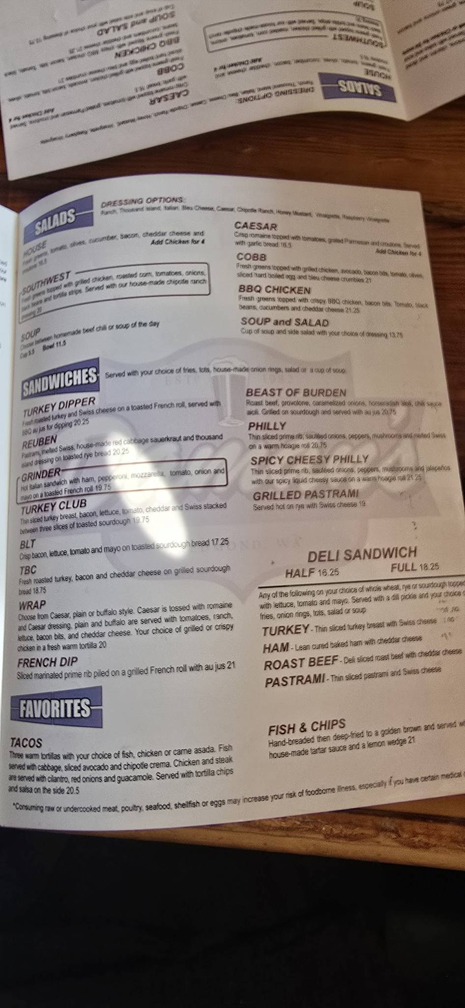 Daman's Bar and Grill меню