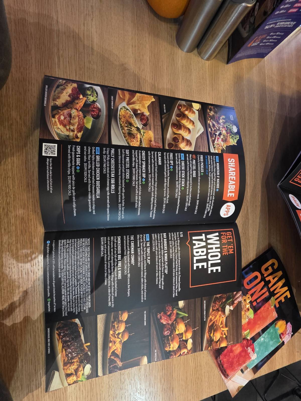 Dave & Buster's Reno меню