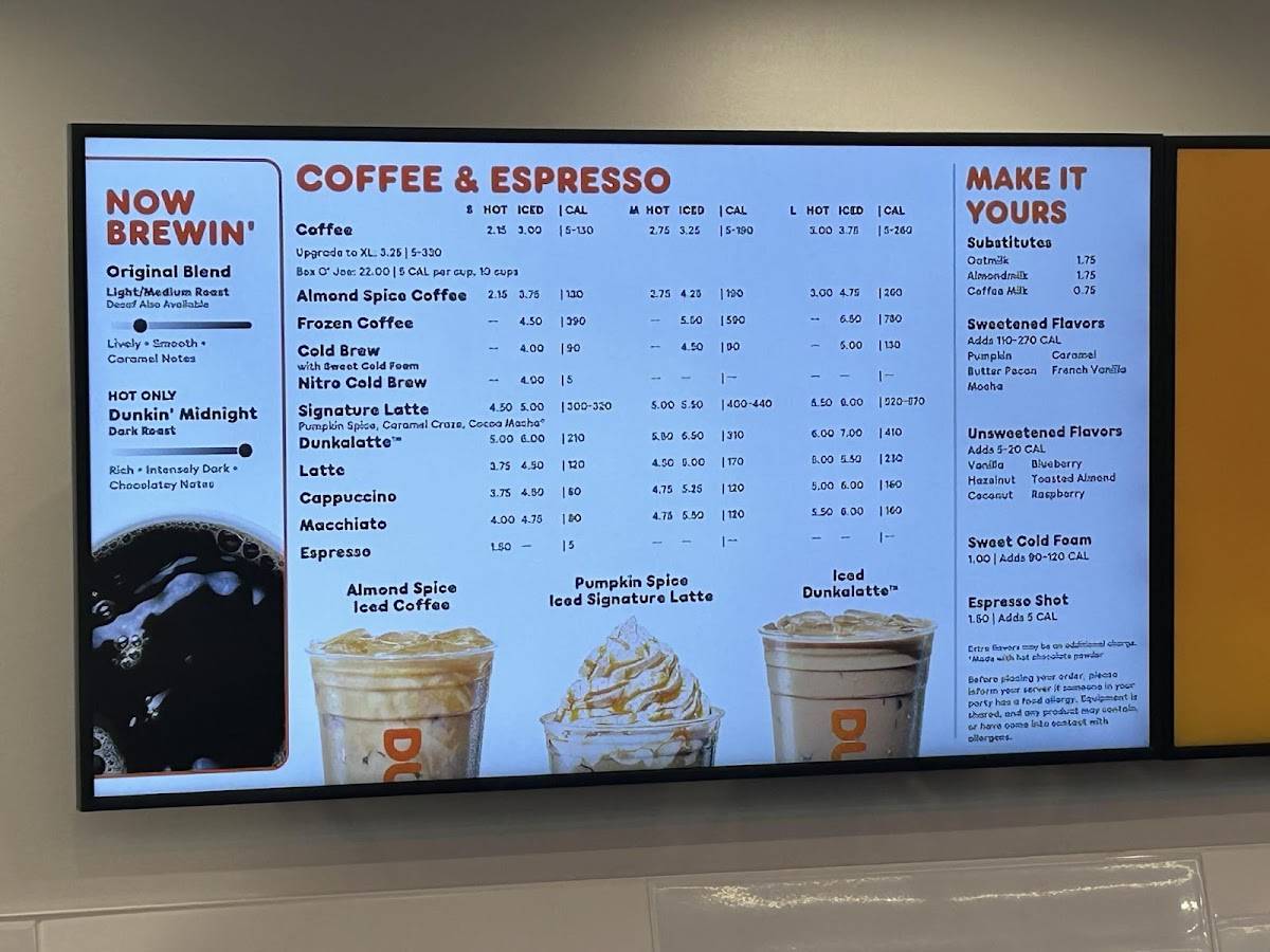 Dunkin' меню