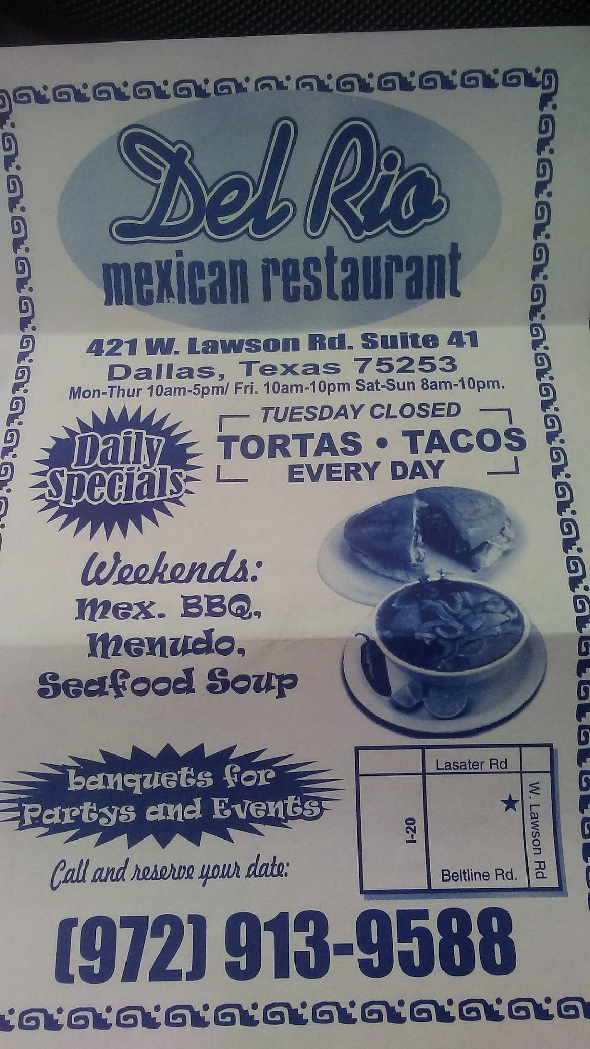 Del Rio Mexican Restaurant меню