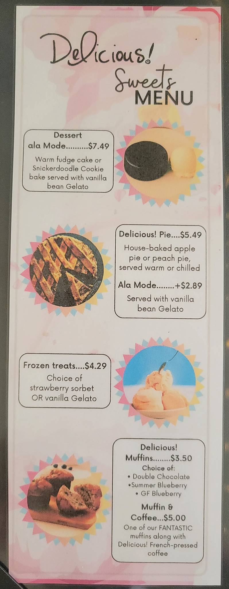 Delicious! Cafe меню