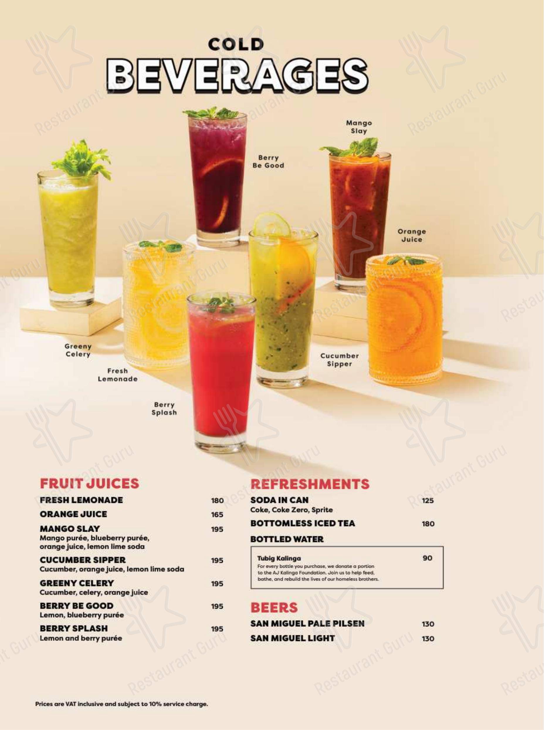 Меню ресторана Denny's - Меню