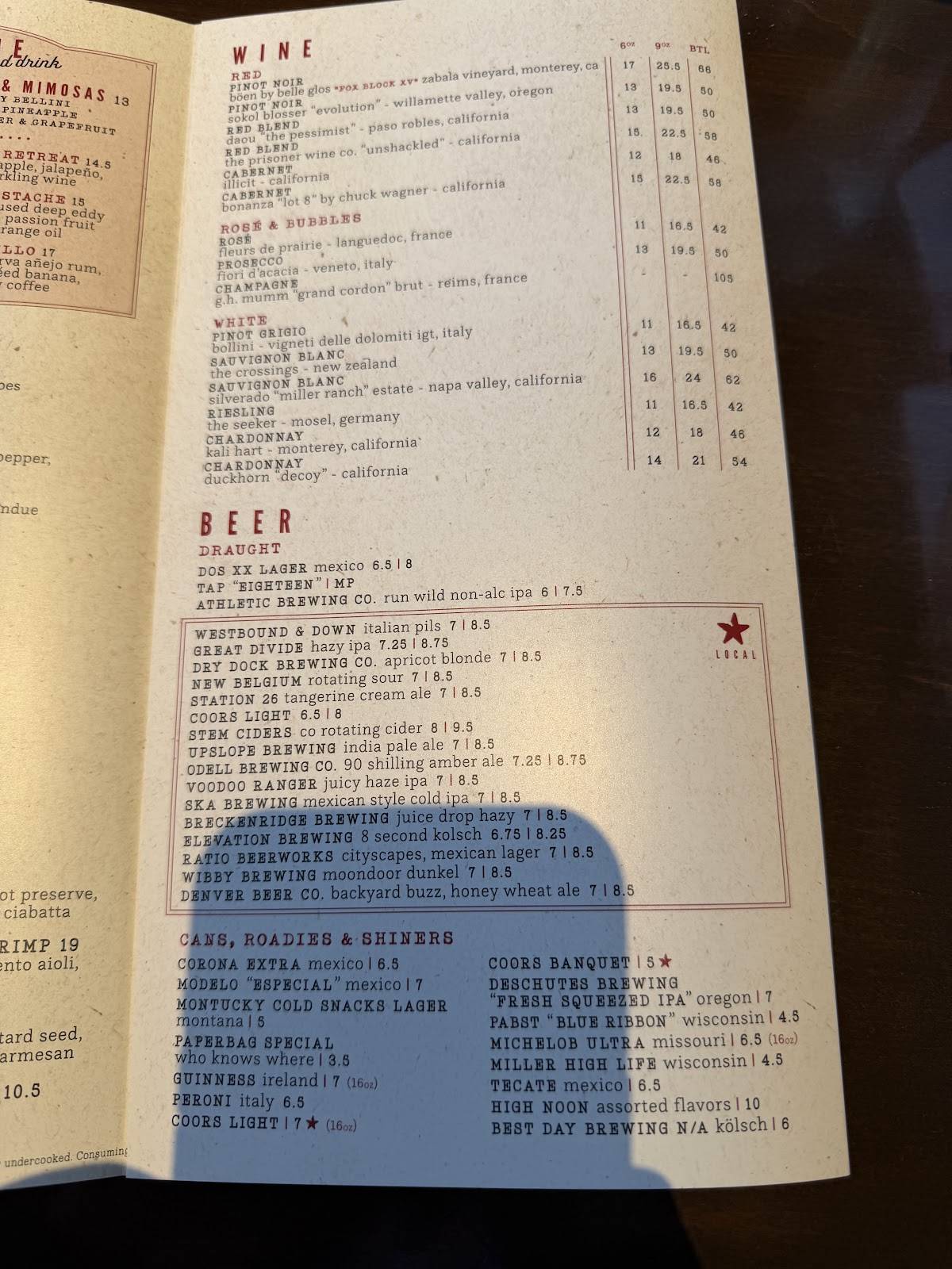 Culinary Dropout меню