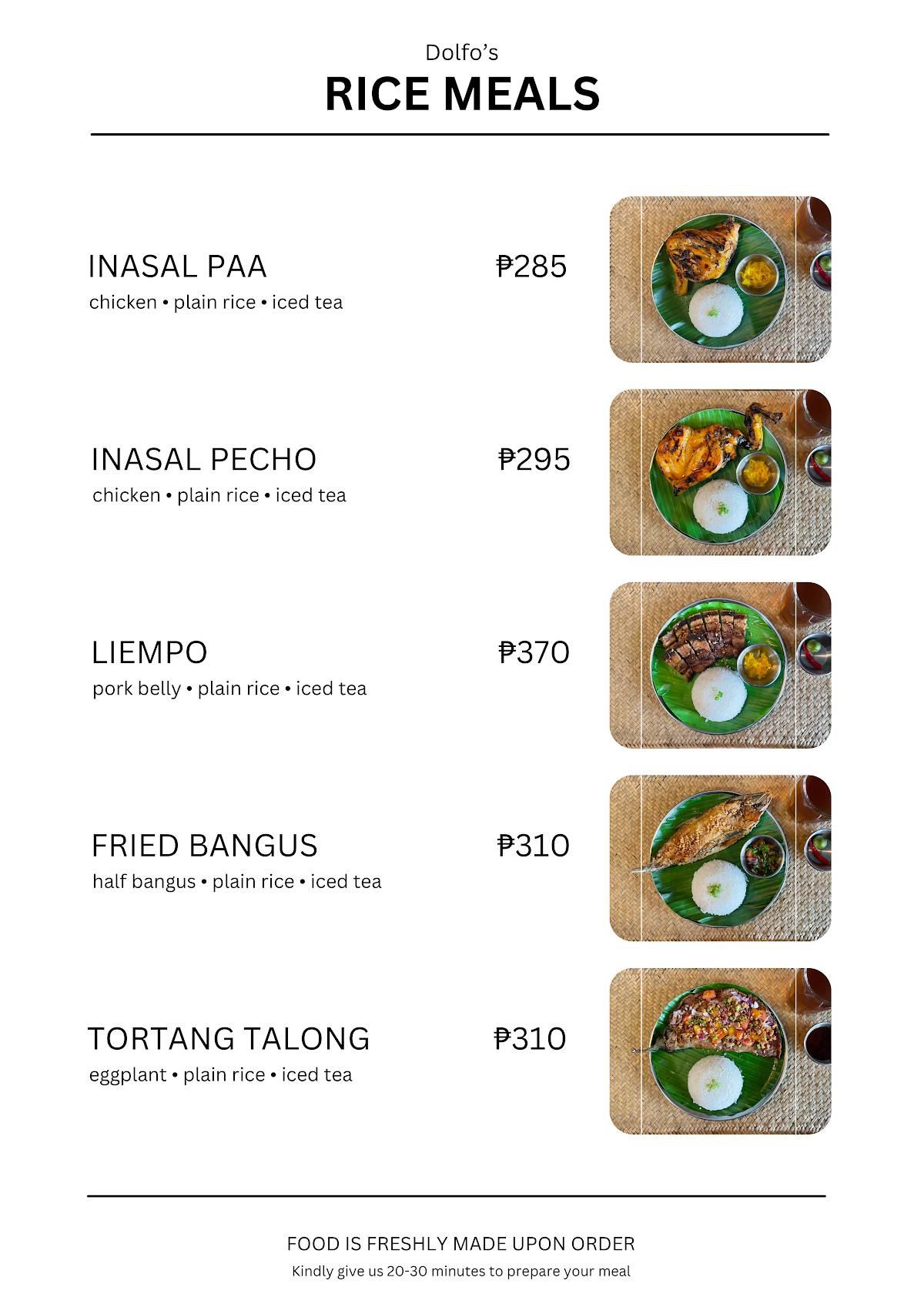 Dolfo's Inasal меню