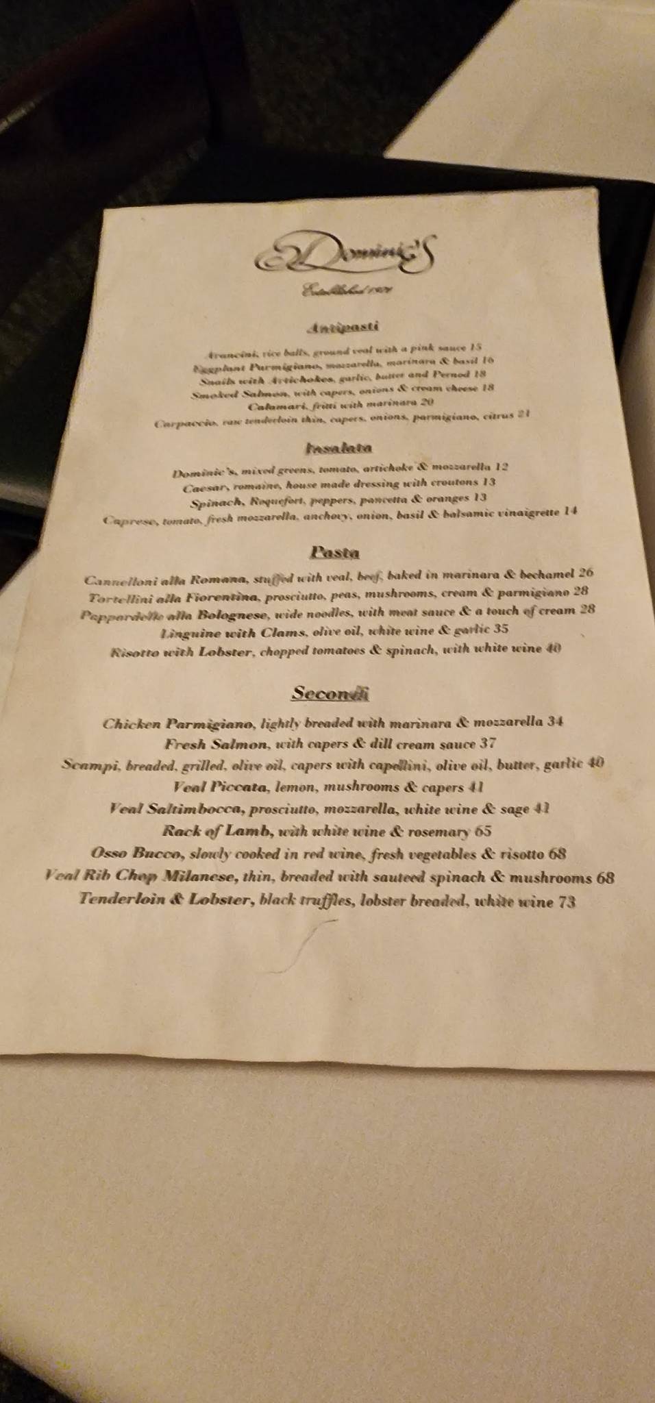 Dominic's меню
