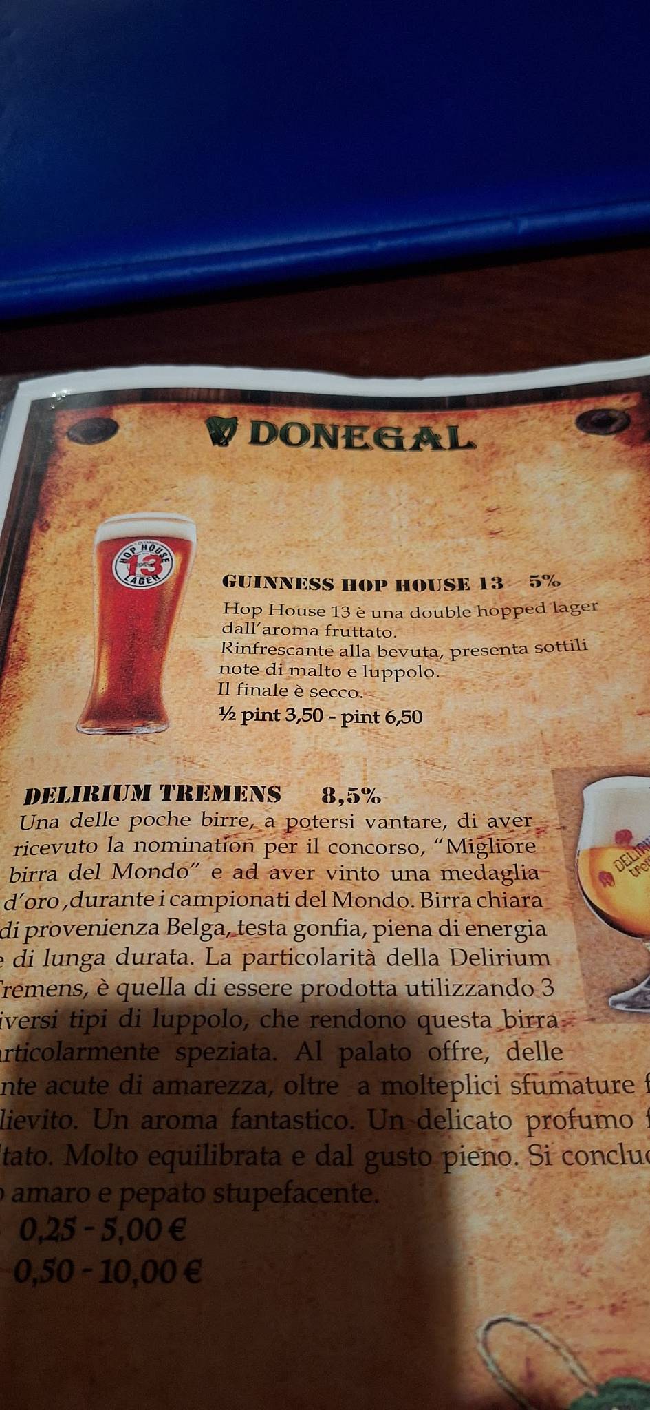 Donegal Irish Pub меню