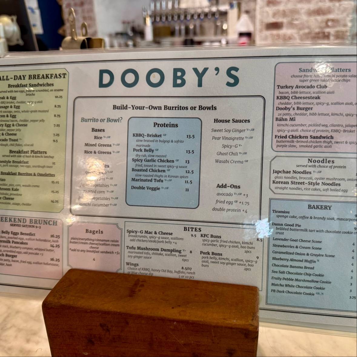 Dooby's меню