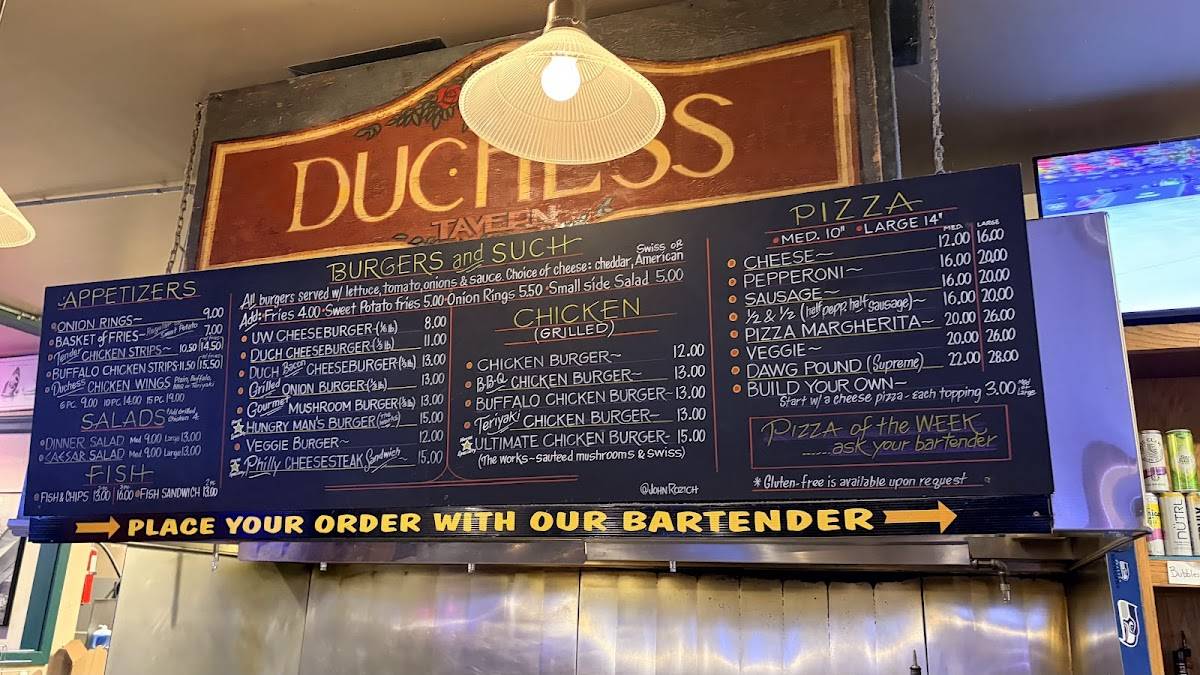 Duchess Tavern меню