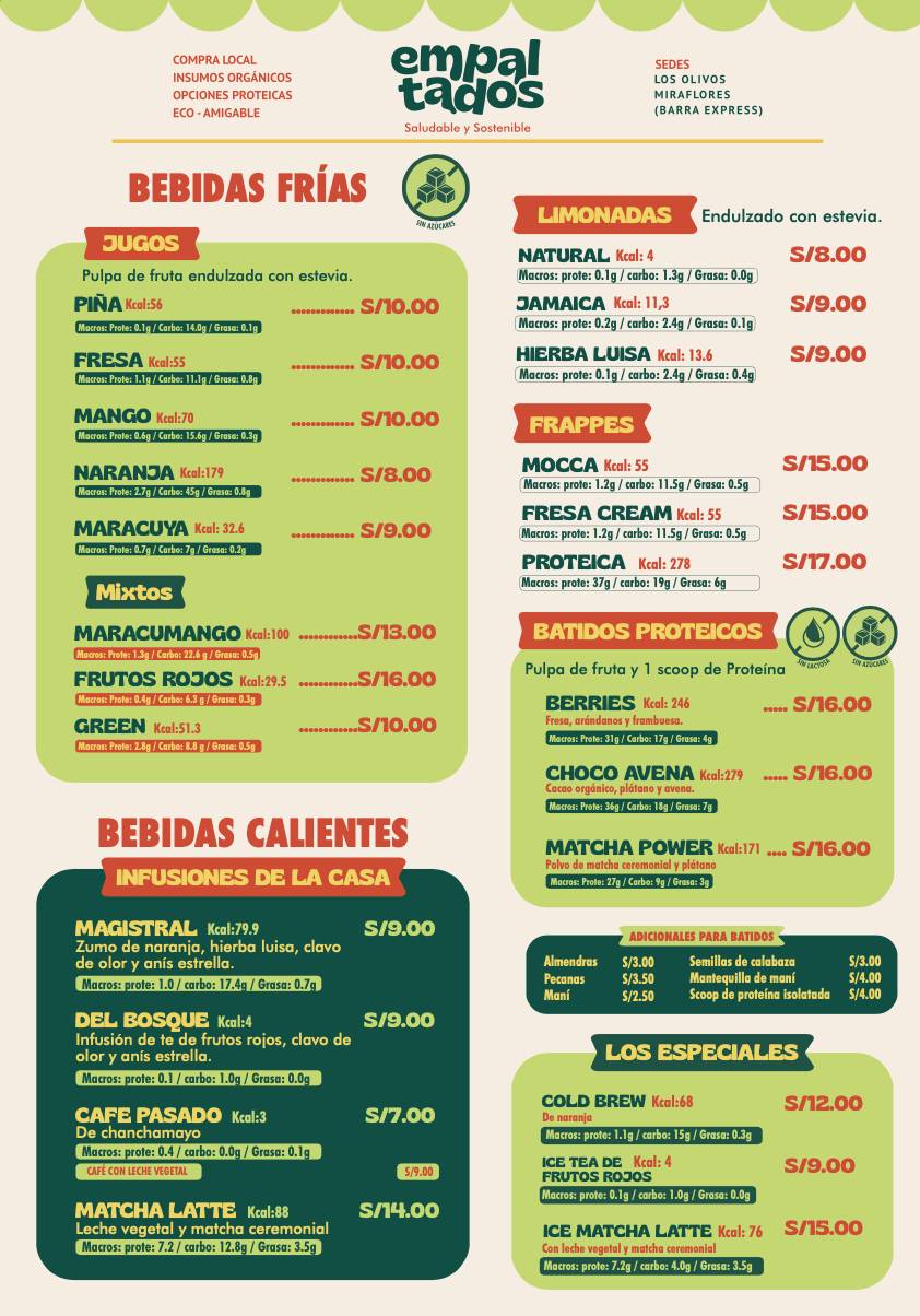 EMPALTADOS - BAR SALUDABLE меню