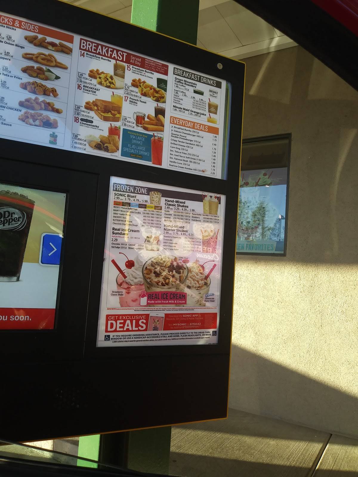 Sonic Drive-In меню