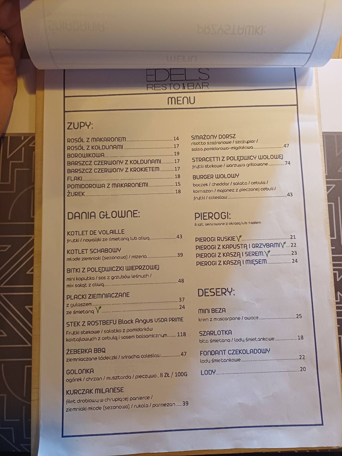 Edels Resto&Bar меню