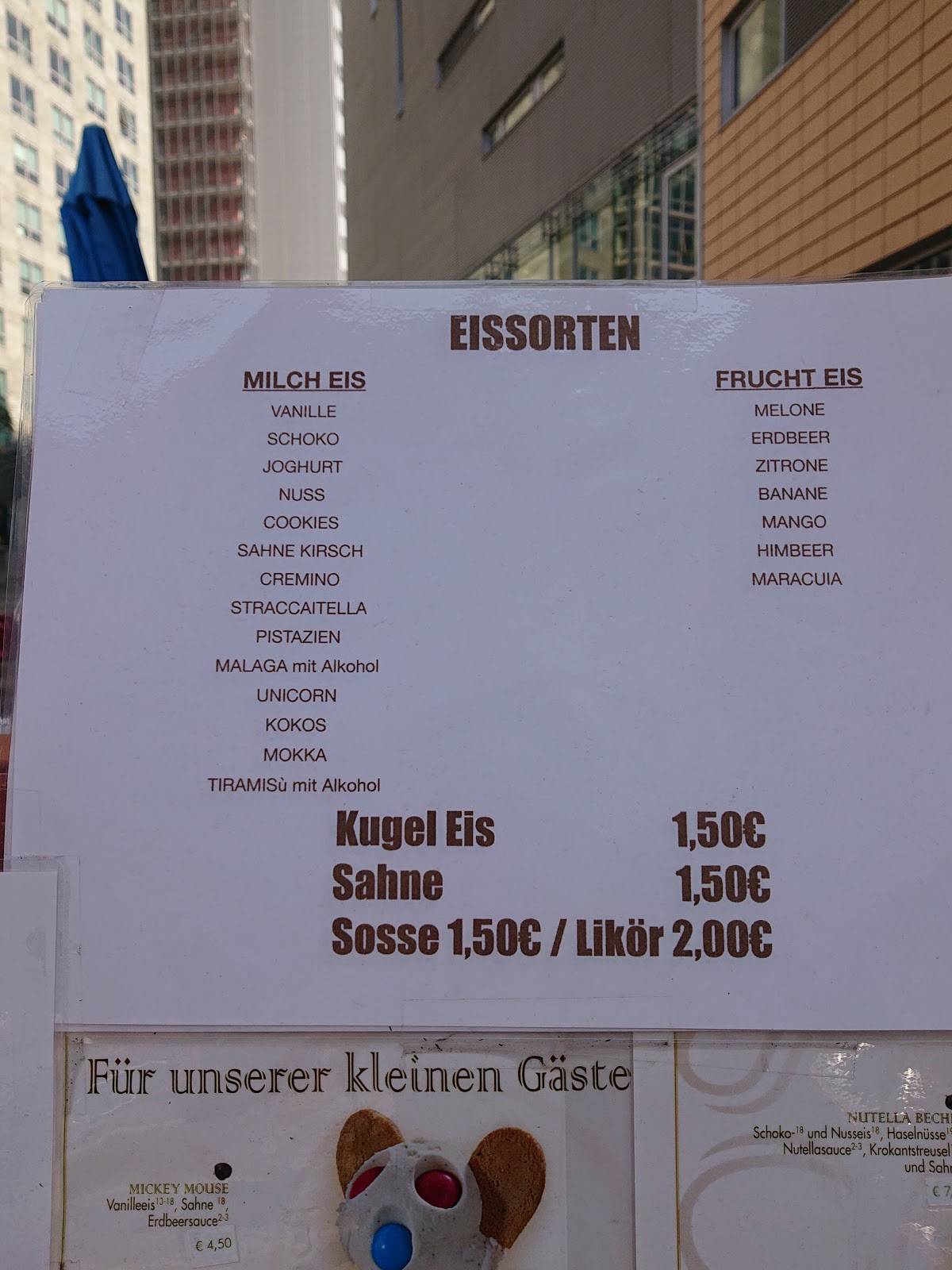 Eiscafé Cortina меню