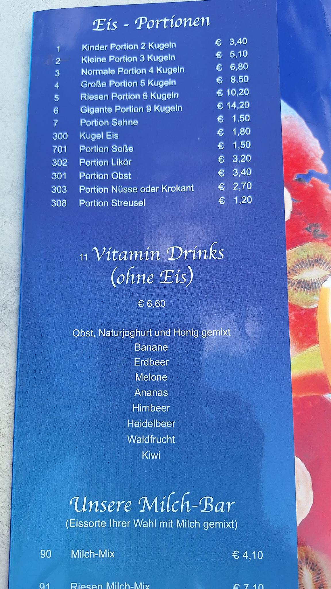Eiscafé Roma меню