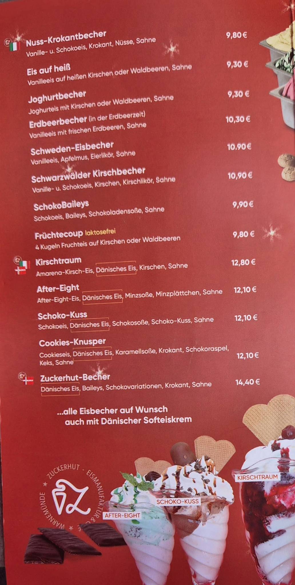 Eiscafé Zuckerhut меню