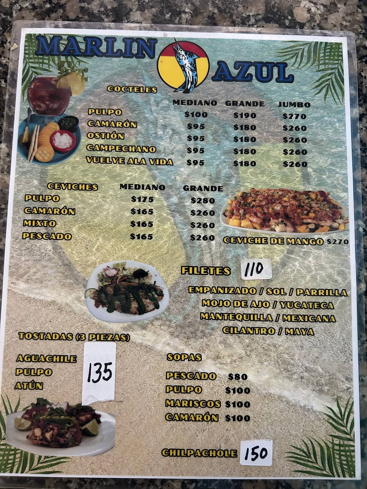 El Marlin Azul меню