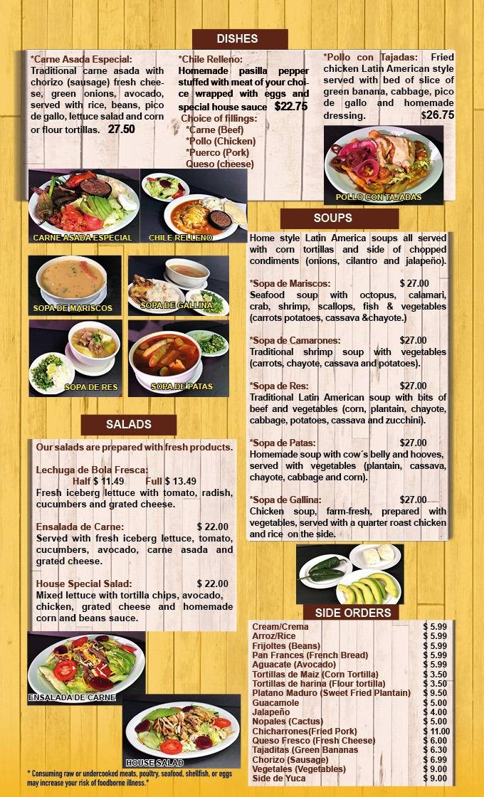 Restaurante El Patio меню