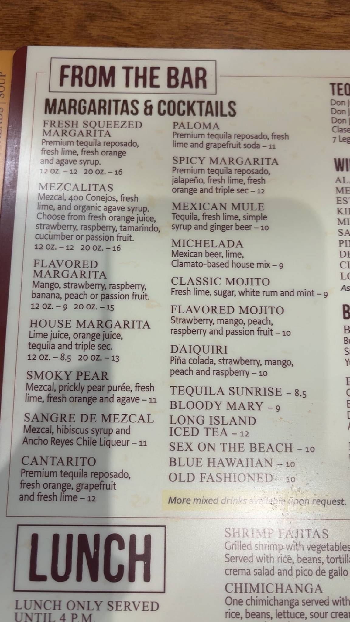 El Ranchero Mexican Restaurant меню