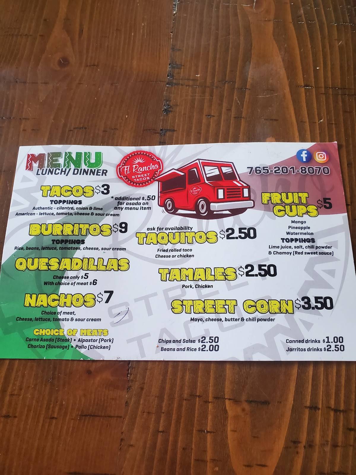 El Rancho меню
