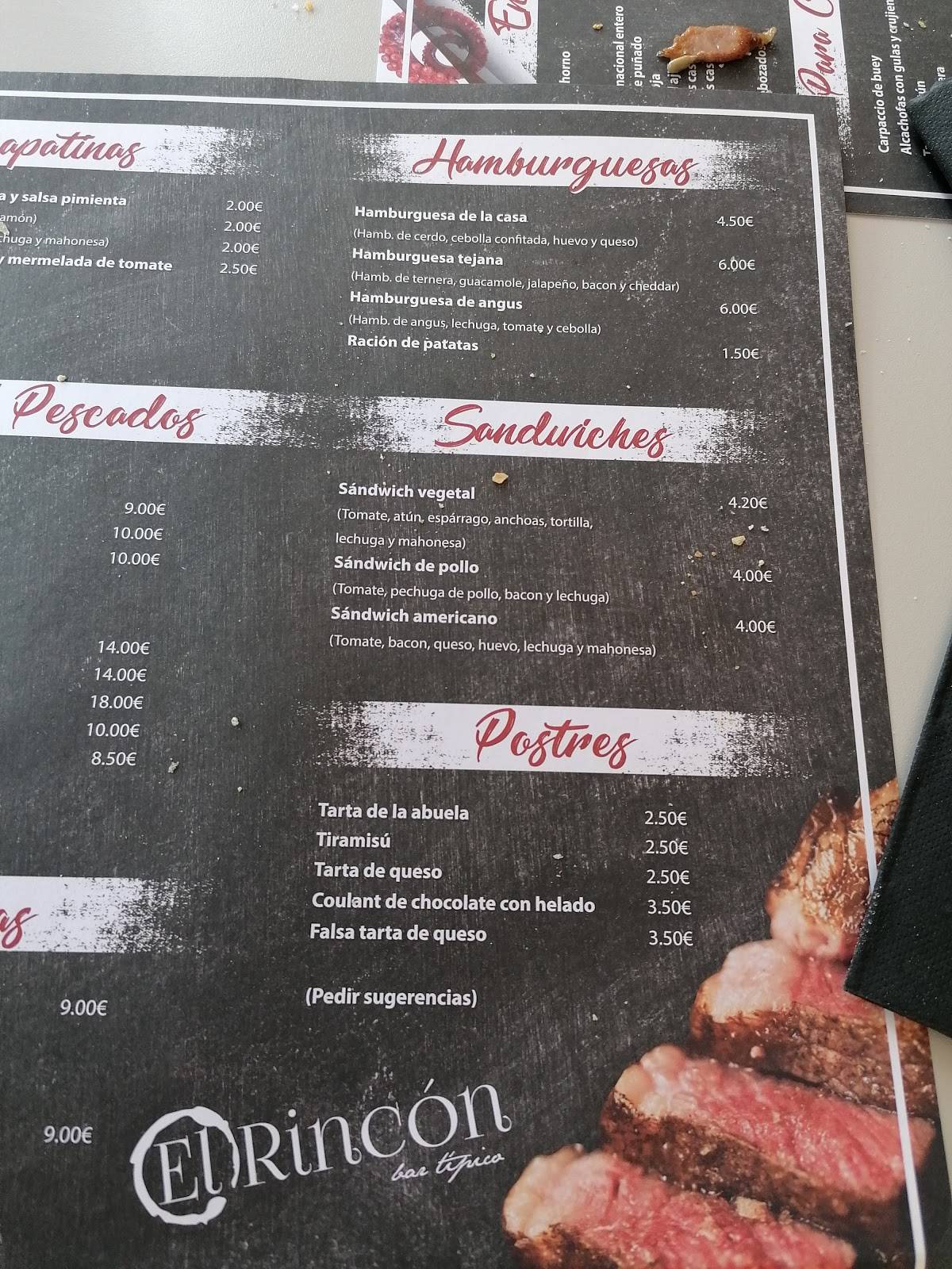 El Rincón меню