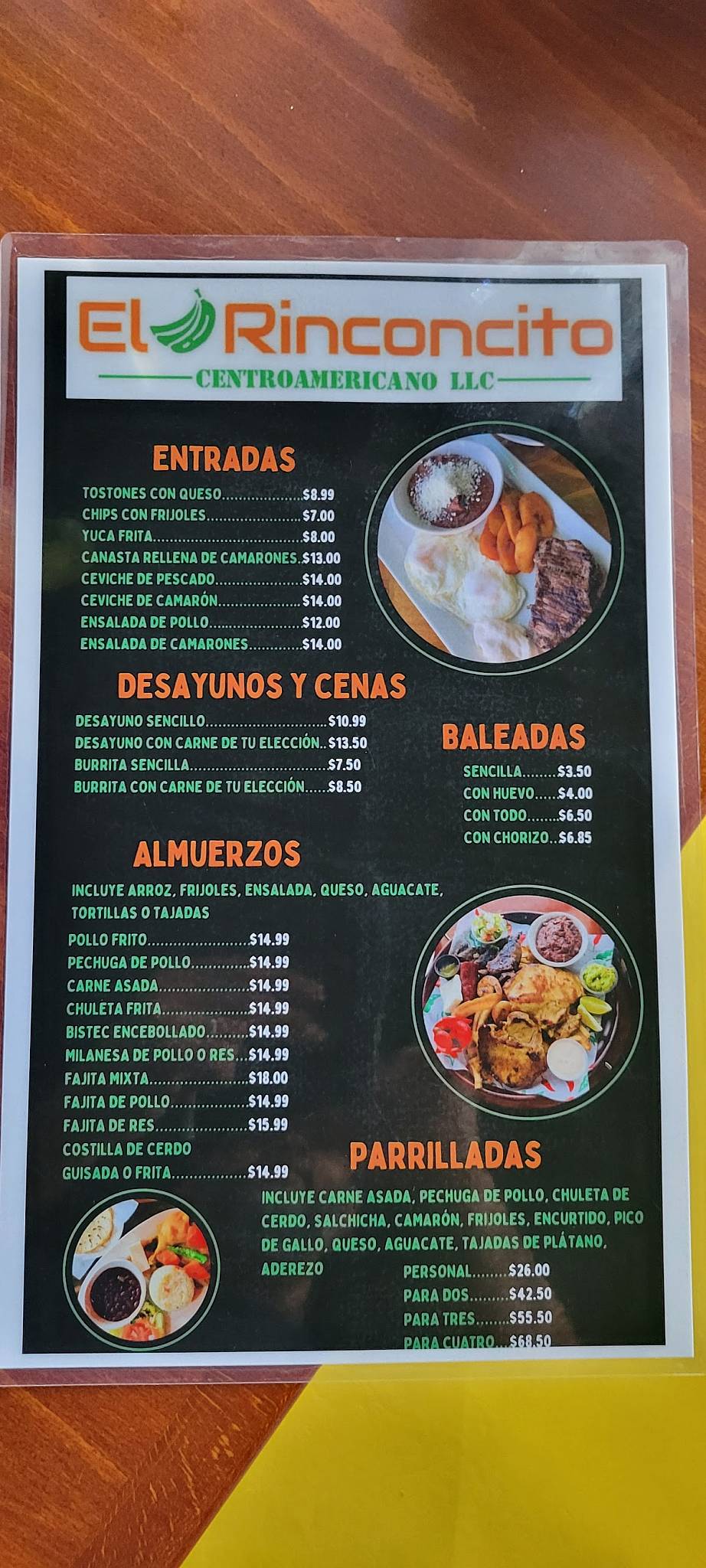 El Rinconcito меню
