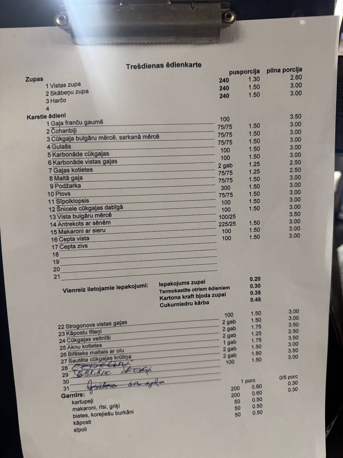 F.A.V., SIA, Ednica меню