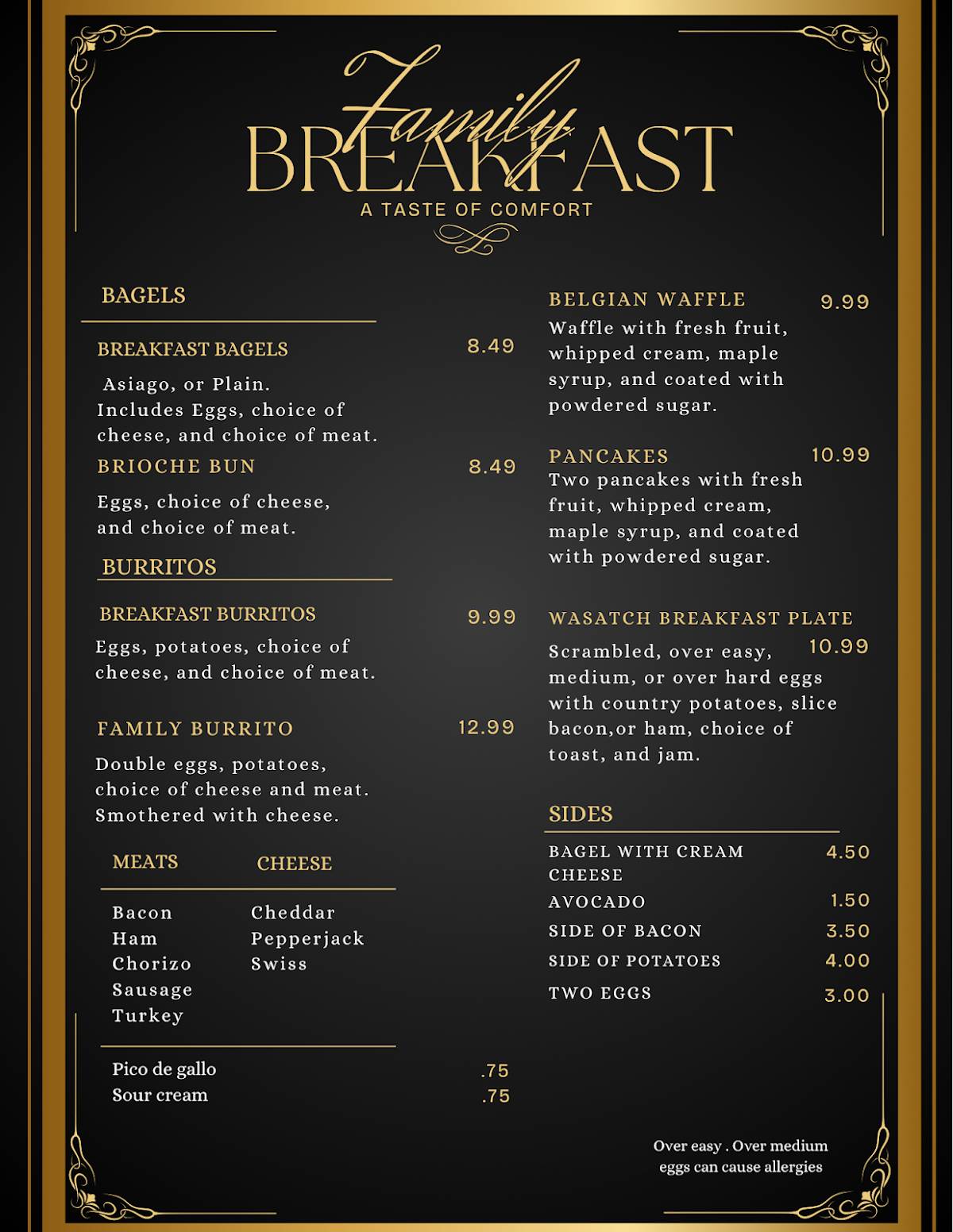 Family Breakfast меню