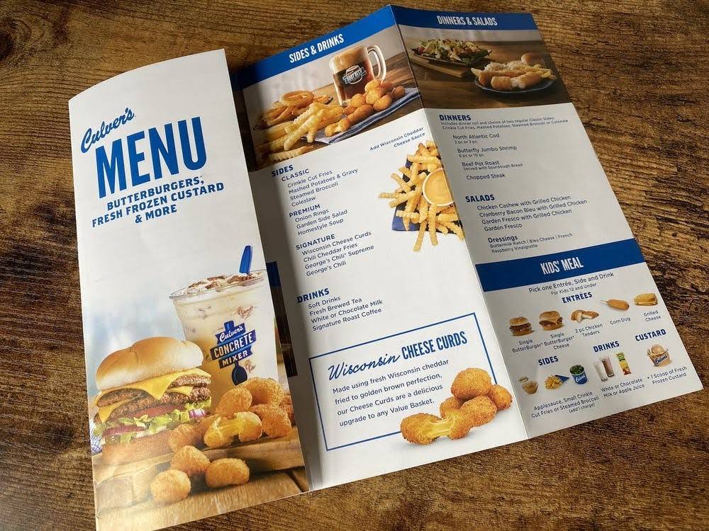 Culver’s меню